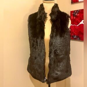 Liz Claiborne Reversible Dark Brown Faux Fur Vest, size M